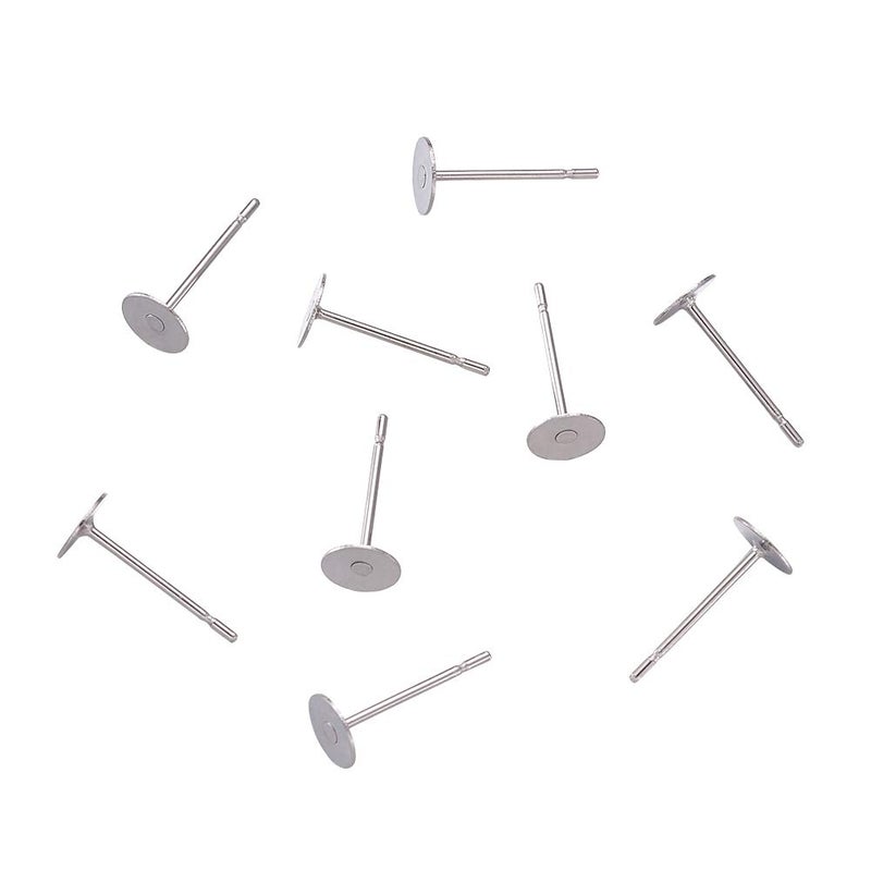 Craftdady 500Pcs Stainless Steel Earring Posts 5mm Flat Pad Blank Tray Stud Earrings for Earring Jewelry Making - Image 2